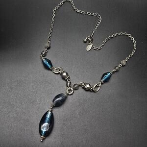 Lia Sophia Buena Vista Necklace Blue Beaded Y Drop Pendant